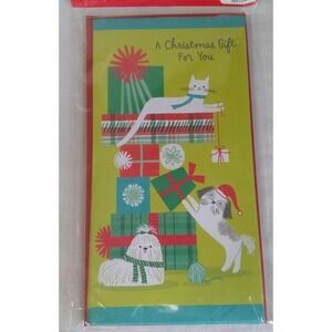Money Gift Christmas Cards Envelopes (6) Dogs Cats NEW Hallmark Connections